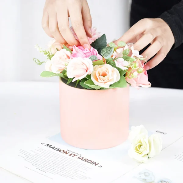 Big Flower Box Gift Packaging Box Round Portable Bouquet Storage Decor Birthday Wedding Valentine's Day Rose Flowers Decoration 5