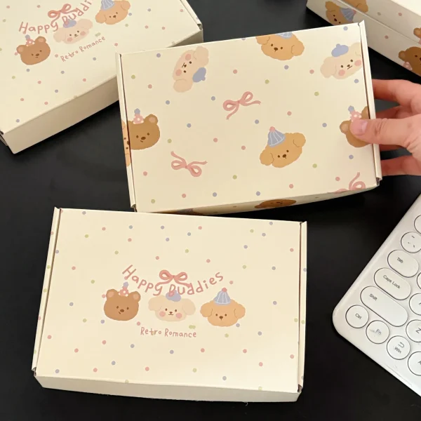 5 Pcs Cute Milk Yellow Cute Pet Airplane Box Packaging Box Gift Box Thickened Square Box 2