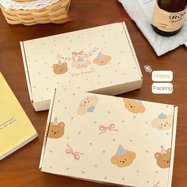 5 Pcs Cute Milk Yellow Cute Pet Airplane Box Packaging Box Gift Box Thickened Square Box 4