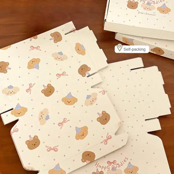 5 Pcs Cute Milk Yellow Cute Pet Airplane Box Packaging Box Gift Box Thickened Square Box 5