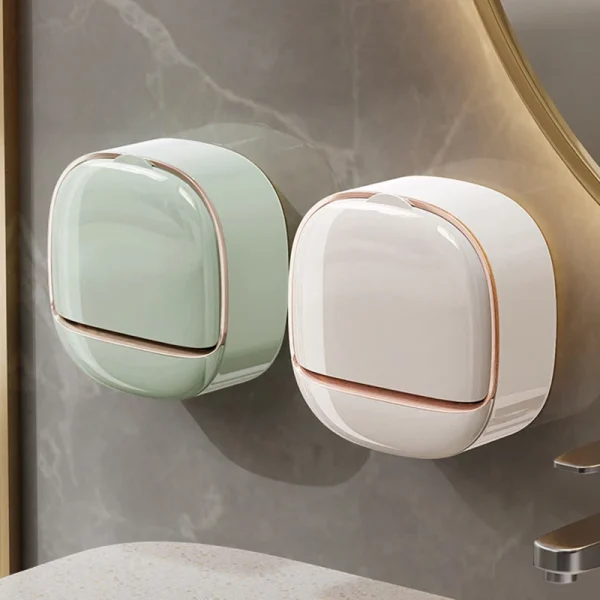 1PC Soap Box Wall-Mounted Light Luxury Soap Holder Punch-Free Soap Box Drain Laundry Soap Box For Easy Cleaning 3