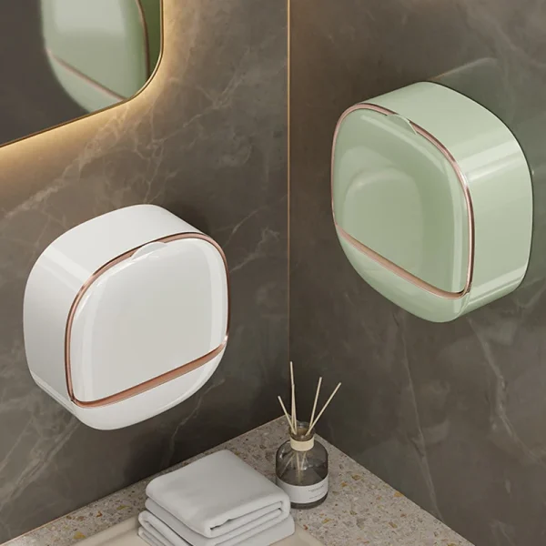 1PC Soap Box Wall-Mounted Light Luxury Soap Holder Punch-Free Soap Box Drain Laundry Soap Box For Easy Cleaning 5
