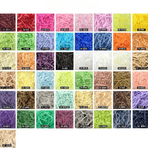 100g raffi Colorful Shredded Crinkle Lafite Grass Paper Raffia Filler DIY Wedding Party Gift Box Candy Material Packaging Filler 4