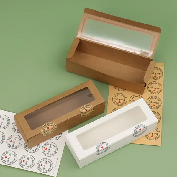 10/20/30/50 Pcs Kraft Paper Packaging Boxes Transparent Window Candy Baking Cake Box For Wedding Birthday Party Gift Box 2