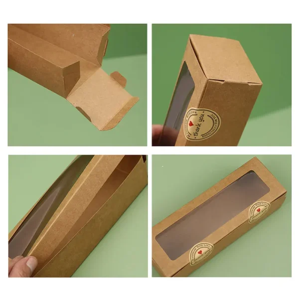 10/20/30/50 Pcs Kraft Paper Packaging Boxes Transparent Window Candy Baking Cake Box For Wedding Birthday Party Gift Box 3