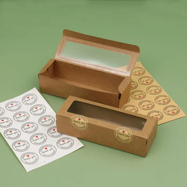10/20/30/50 Pcs Kraft Paper Packaging Boxes Transparent Window Candy Baking Cake Box For Wedding Birthday Party Gift Box 5