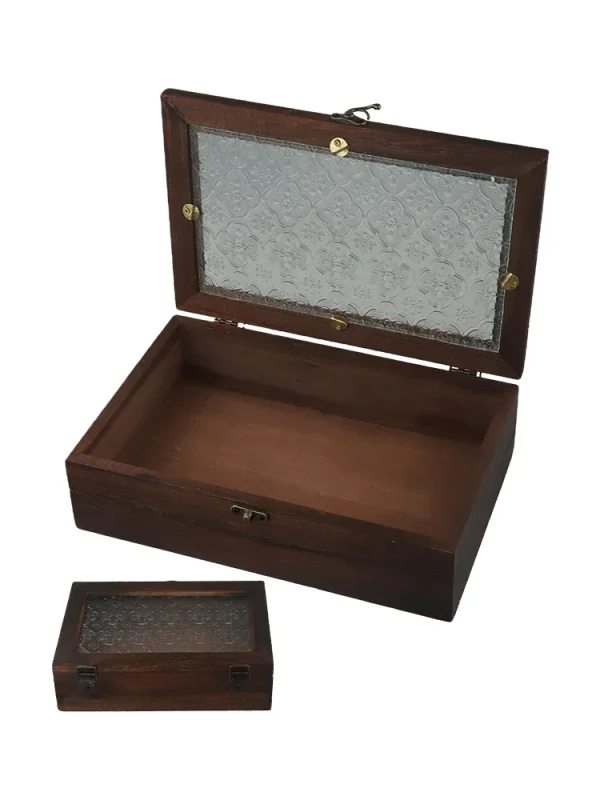 Wooden Chinese Crabapple Flower Glass Retro Storage Box Household Documents Jewelry Organizer Nordic Wind Desktop Makeup Cases 5
