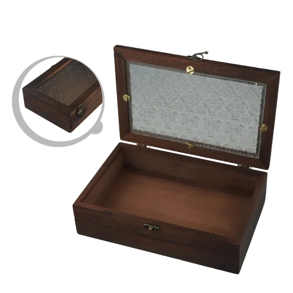 Wooden Chinese Crabapple Flower Glass Retro Storage Box Household Documents Jewelry Organizer Nordic Wind Desktop Makeup Cases 6