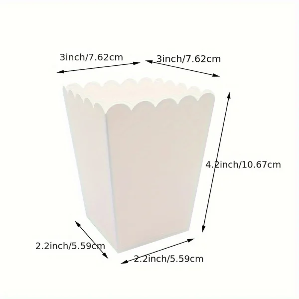 24pcs, Mini Popcorn Containers For Party Supplies, Bulk White Treat Boxes With Scalloped Edges For Movie Night Decorations, 2