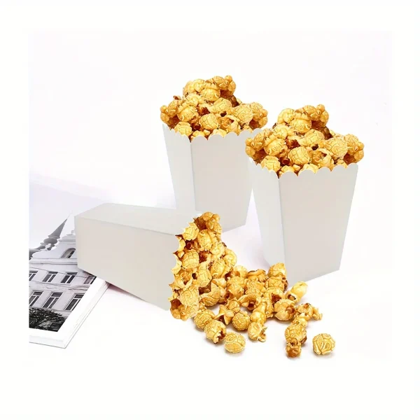 24pcs, Mini Popcorn Containers For Party Supplies, Bulk White Treat Boxes With Scalloped Edges For Movie Night Decorations, 3