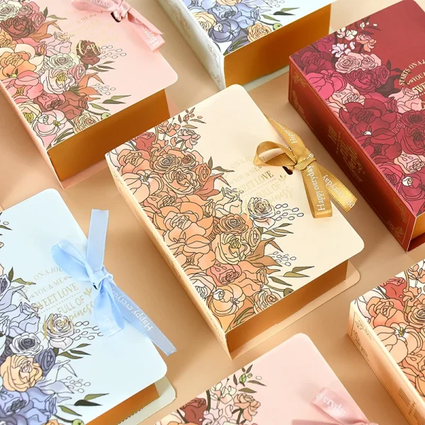 5Pcs Creative Book Shape Wedding Gift Box for Guest Paper Candy Chocolate Dessert Packaging Boxes Baby Shower Birthday Gift 13cm 1