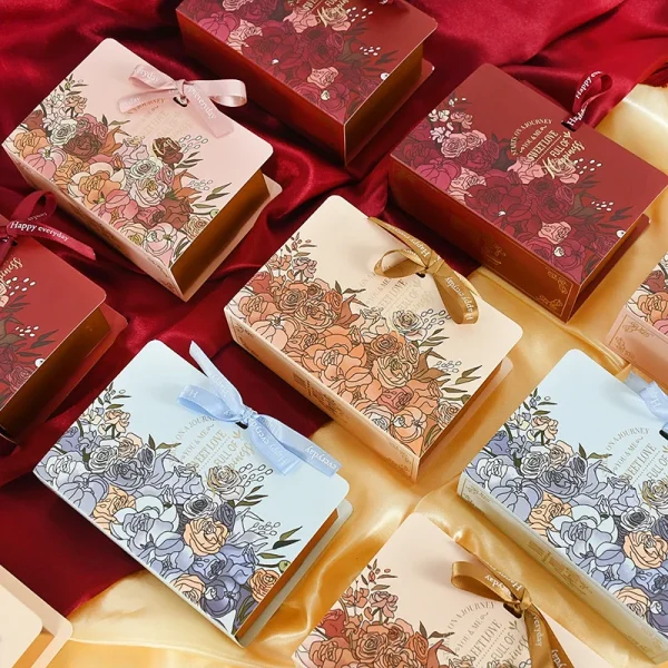 5Pcs Creative Book Shape Wedding Gift Box for Guest Paper Candy Chocolate Dessert Packaging Boxes Baby Shower Birthday Gift 13cm 3