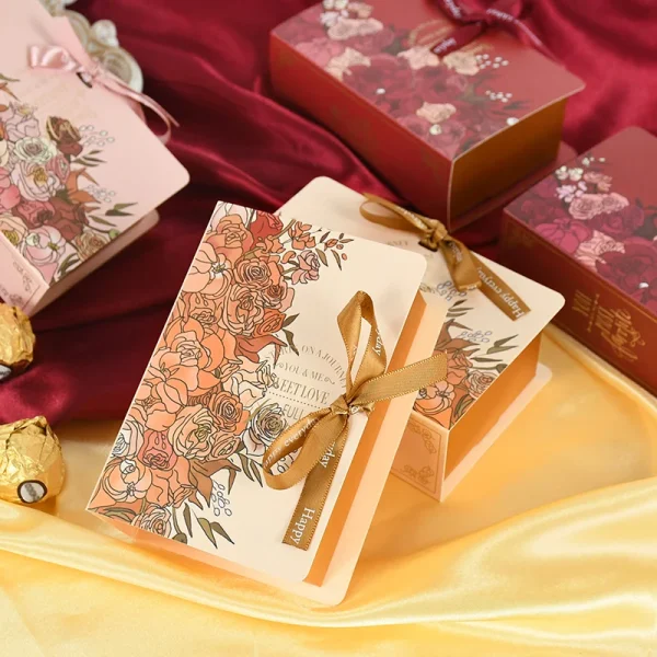 5Pcs Creative Book Shape Wedding Gift Box for Guest Paper Candy Chocolate Dessert Packaging Boxes Baby Shower Birthday Gift 13cm 4