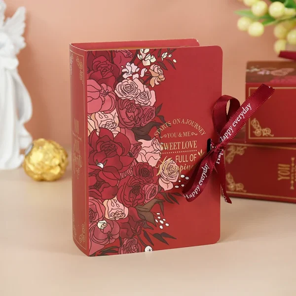 5Pcs Creative Book Shape Wedding Gift Box for Guest Paper Candy Chocolate Dessert Packaging Boxes Baby Shower Birthday Gift 13cm 6