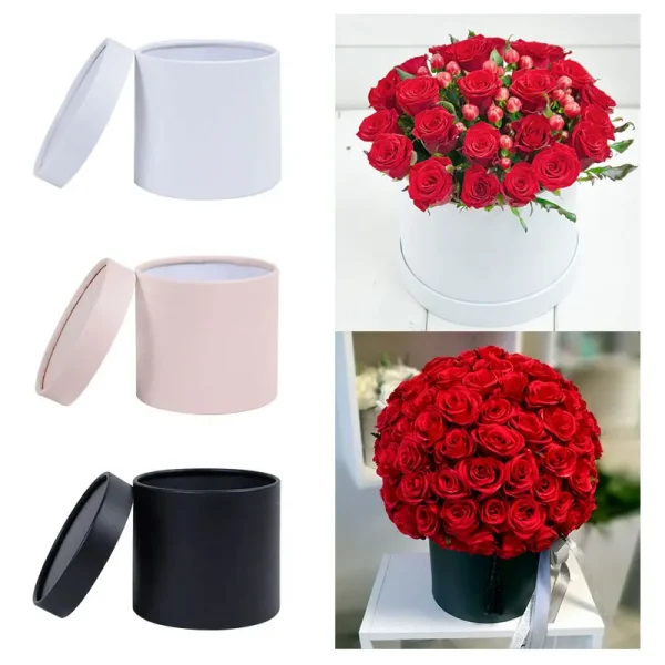 Flower Box 12cm Round Cardboard Gift Boxes Wedding Party Rose Flower Packaging Decoration Valentine's Day Gifts Supplies 1