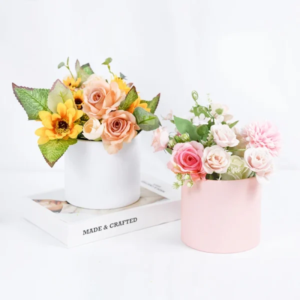 Flower Box 12cm Round Cardboard Gift Boxes Wedding Party Rose Flower Packaging Decoration Valentine's Day Gifts Supplies 3