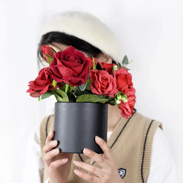 Flower Box 12cm Round Cardboard Gift Boxes Wedding Party Rose Flower Packaging Decoration Valentine's Day Gifts Supplies 5