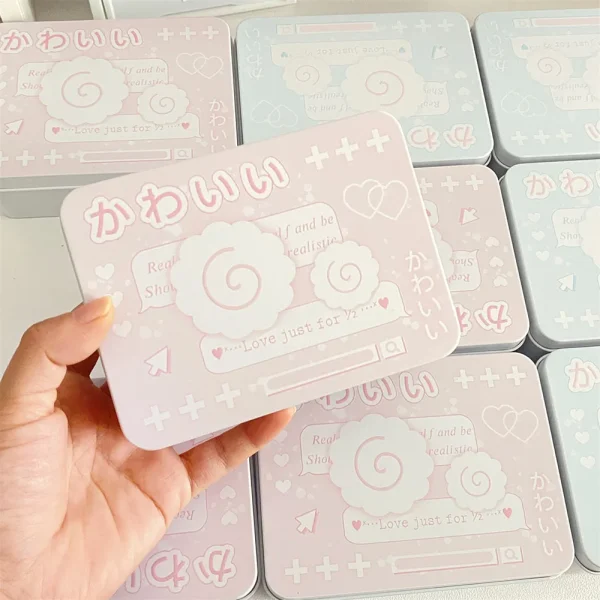 Metal Rectangular Empty Tin Box Cartoon Fish Cakes InsIdol Photocards Holder Jewelry Organizer Sticker Storage Box Stationery 5