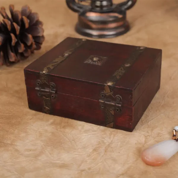 Retro Storage Box Jewelry Wood Wooden Lock Catch Organizers Vintage Gifts Container Sundries Organizer Storages Boxes 2