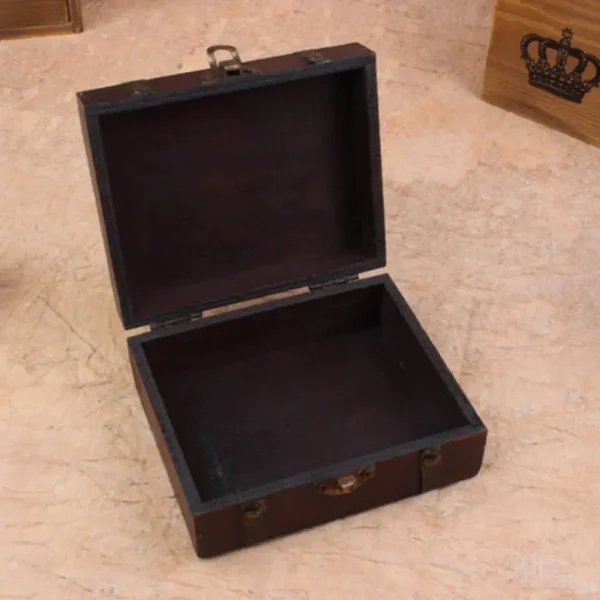 Retro Storage Box Jewelry Wood Wooden Lock Catch Organizers Vintage Gifts Container Sundries Organizer Storages Boxes 3