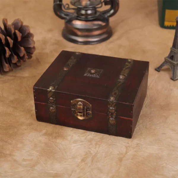 Retro Storage Box Jewelry Wood Wooden Lock Catch Organizers Vintage Gifts Container Sundries Organizer Storages Boxes 5