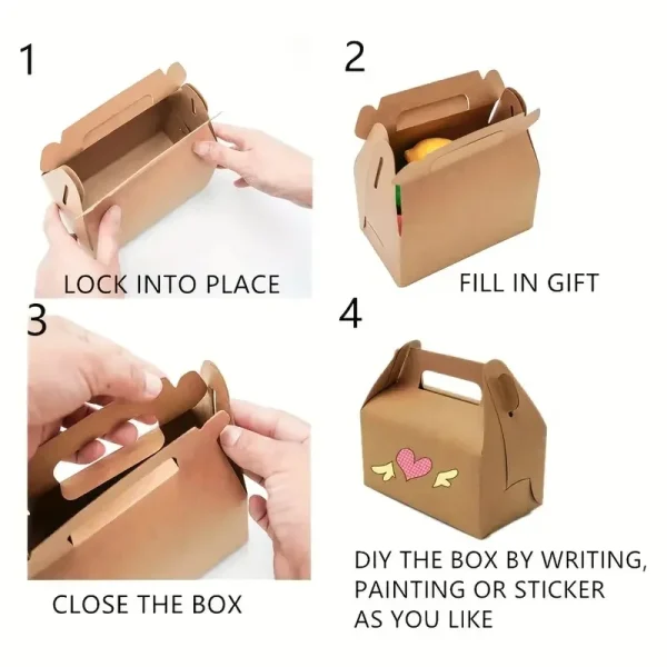 10/30 pack, party packaging box, kraft paper candy box, DIY party decoration cake box, packaging box, wedding decorations 4