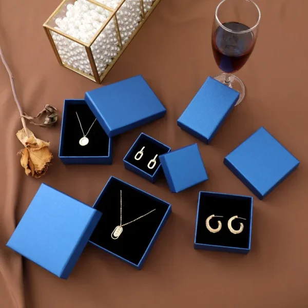 Multi Size Sapphire Blue Jewelry Box Bracelet Ring Earring Necklace Jewelry Set  Box Jewelry Store Display Packaging Box 3