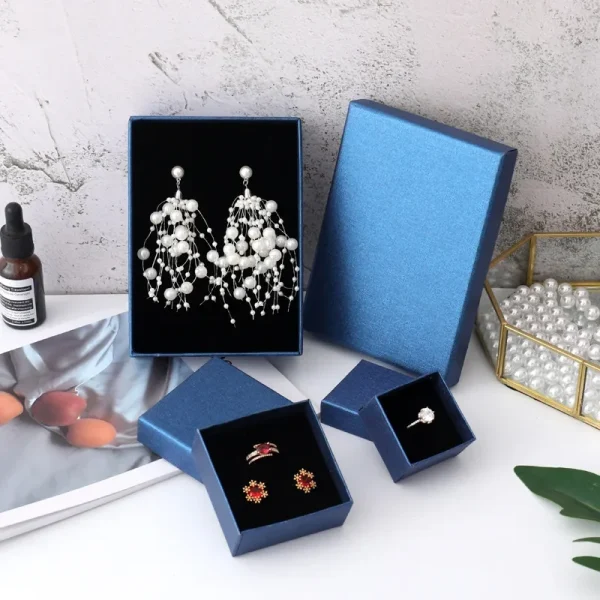Multi Size Sapphire Blue Jewelry Box Bracelet Ring Earring Necklace Jewelry Set  Box Jewelry Store Display Packaging Box 4