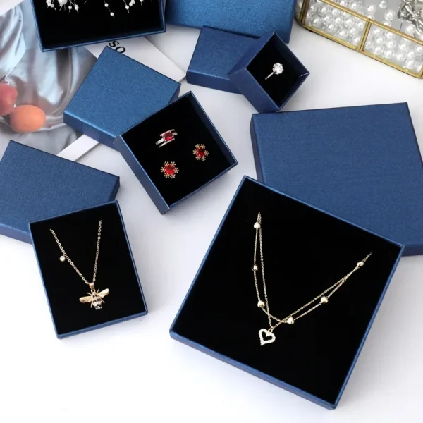 Multi Size Sapphire Blue Jewelry Box Bracelet Ring Earring Necklace Jewelry Set  Box Jewelry Store Display Packaging Box 5