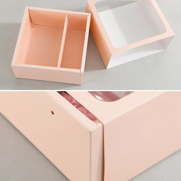 Flower Gift Box with Handle Transparent PVC Window Rose Candy Dessert Packaging Box Valentine's Day New Year Gift 5