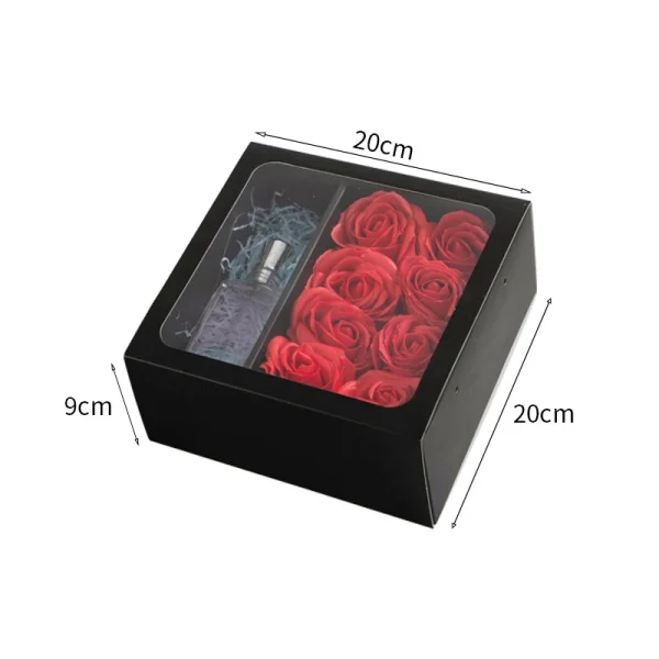 Flower Gift Box with Handle Transparent PVC Window Rose Candy Dessert Packaging Box Valentine's Day New Year Gift 6
