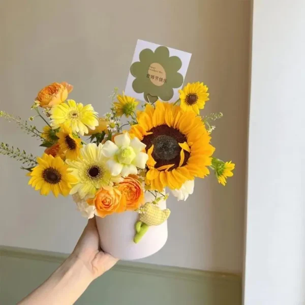 Y51B Flower Box Round Cardboard Gift Boxes Wedding Party Rose Flower Packaging Decor 2