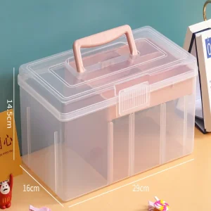 Storage box handheld portable double layer storage box transparent multifunctional outdoor storage and organisation box 1