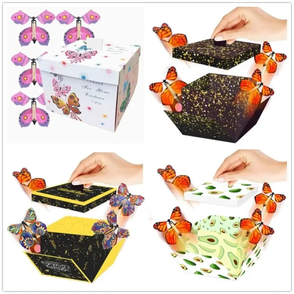 Creative Prank DIY Butterfly Explosion Gift Box Surprise Flying Butterfly Box Party Decorations 1