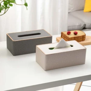 1 Pcs PU Leather Tissue Box, Multi-purpose Rectangular Large Capacity Tissue Box Cover for Bathroom, Living Room, Home Office 1