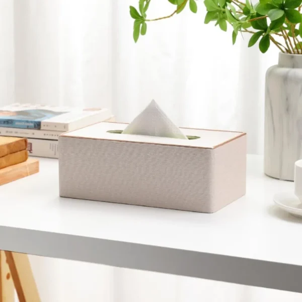 1 Pcs PU Leather Tissue Box, Multi-purpose Rectangular Large Capacity Tissue Box Cover for Bathroom, Living Room, Home Office 2