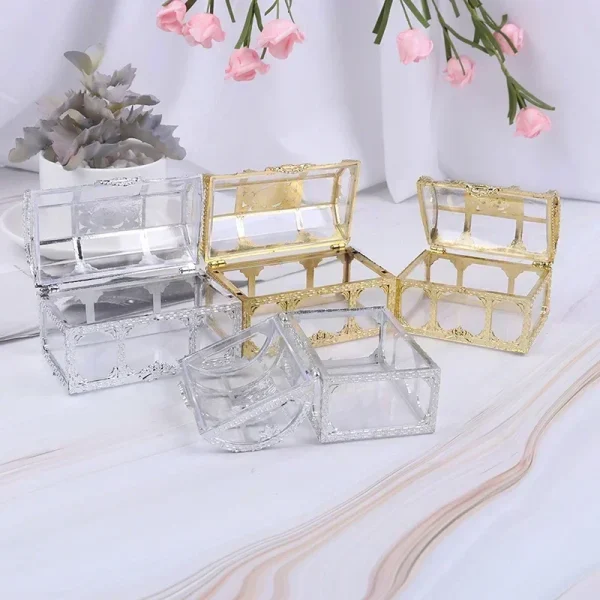 Vintage Transparent Pirate Treasure Storage Box Organizer Earrings Crystal Gem Jewelry Trinket Women Jewelry Display Travel Case 3