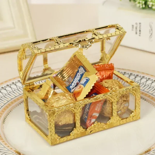 Vintage Transparent Pirate Treasure Storage Box Organizer Earrings Crystal Gem Jewelry Trinket Women Jewelry Display Travel Case 4