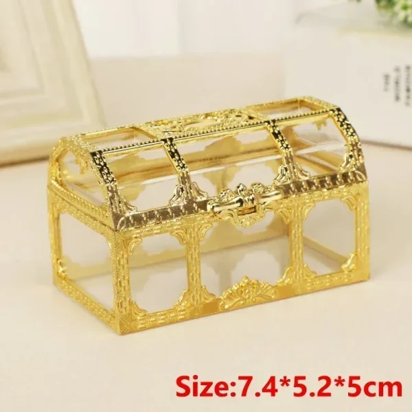 Vintage Transparent Pirate Treasure Storage Box Organizer Earrings Crystal Gem Jewelry Trinket Women Jewelry Display Travel Case 6