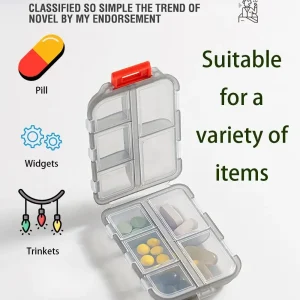 Convenient Travel Pill Organizer Dispenser Portable Pocket Pharmacy Medicine Box Small Case 10 Grids Storage Vitamin Fish Oil 1