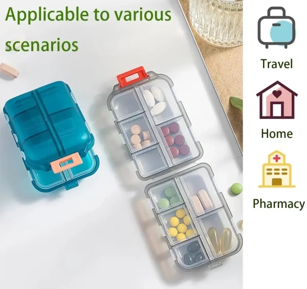 Convenient Travel Pill Organizer Dispenser Portable Pocket Pharmacy Medicine Box Small Case 10 Grids Storage Vitamin Fish Oil 2