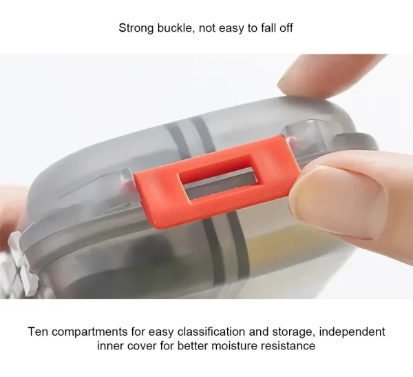 Convenient Travel Pill Organizer Dispenser Portable Pocket Pharmacy Medicine Box Small Case 10 Grids Storage Vitamin Fish Oil 4