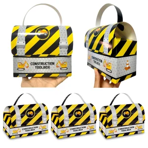 6/12/30/50pcs Engineering Vehicle Theme Gift Box Candy Snack Paper Box Boys Construction Excavator Theme Birthday Party Decor 1