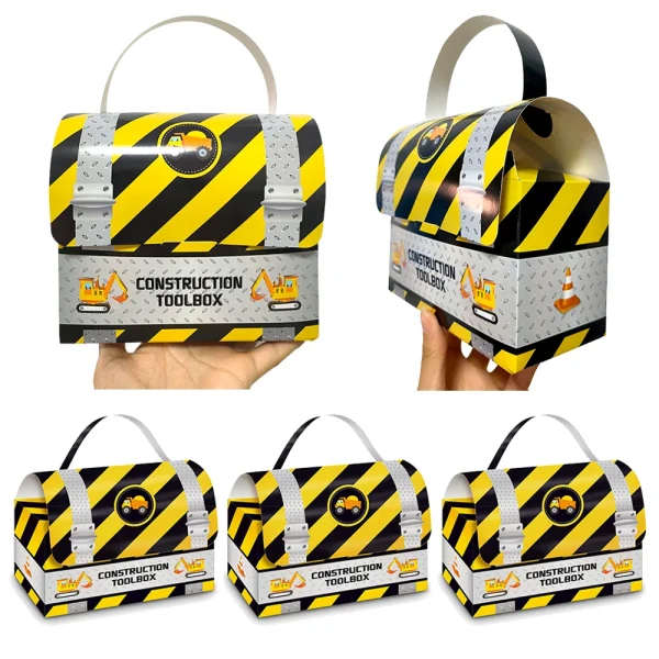 6/12/30/50pcs Engineering Vehicle Theme Gift Box Candy Snack Paper Box Boys Construction Excavator Theme Birthday Party Decor 1