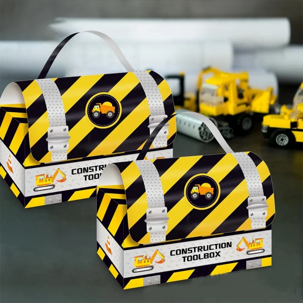 6/12/30/50pcs Engineering Vehicle Theme Gift Box Candy Snack Paper Box Boys Construction Excavator Theme Birthday Party Decor 2
