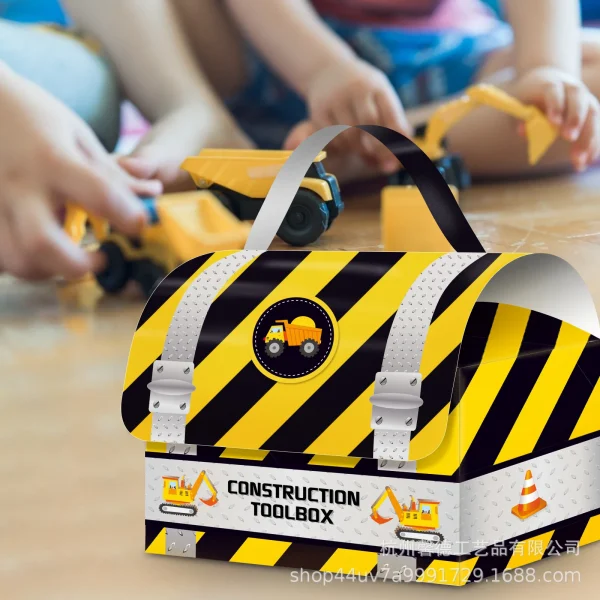 6/12/30/50pcs Engineering Vehicle Theme Gift Box Candy Snack Paper Box Boys Construction Excavator Theme Birthday Party Decor 3