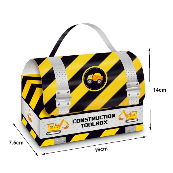 6/12/30/50pcs Engineering Vehicle Theme Gift Box Candy Snack Paper Box Boys Construction Excavator Theme Birthday Party Decor 6