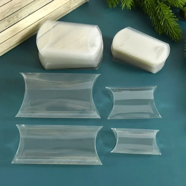 10pcs Pillow Shape Clear PVC Candy Box Transparent Gift Packaging Box Wedding Birthday Party Favors Decor Christmas Box Supplies 2