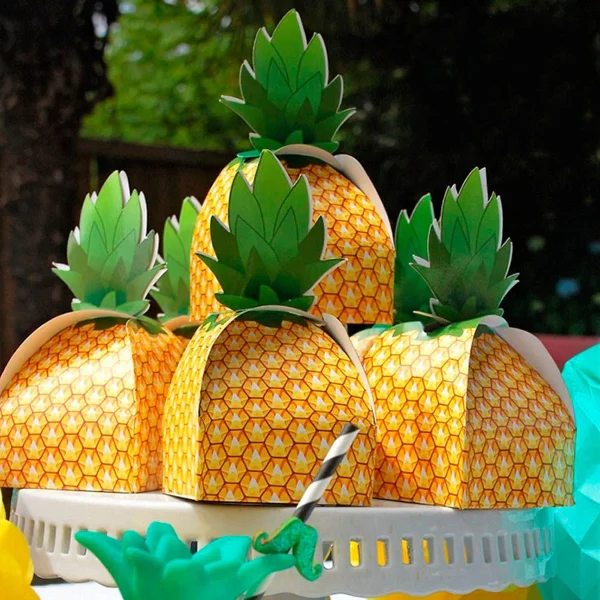 5/10/20pcs Pineapple Shape Cardboard Goodies Candy Packing Box Favor Hawaiian Luau Summer Party Decorations Gift Box Supplies 1
