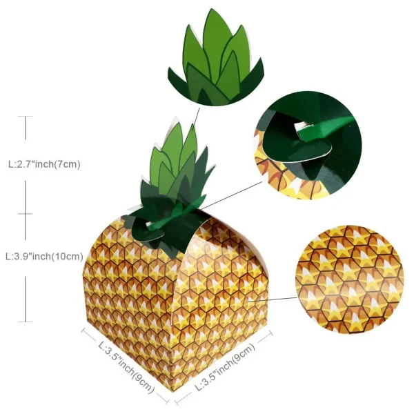 5/10/20pcs Pineapple Shape Cardboard Goodies Candy Packing Box Favor Hawaiian Luau Summer Party Decorations Gift Box Supplies 6